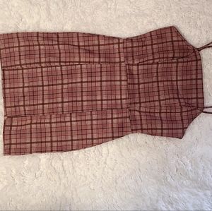 Pink and black plaid dress